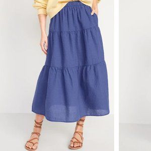 Old Navy High-waisted Tiered Seersucker Maxi Skirt